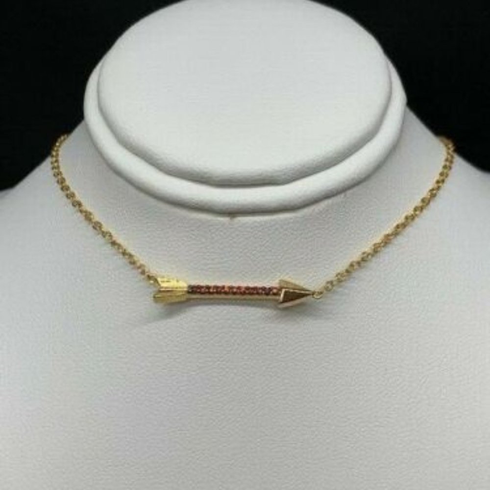 RS Covenant #8784 Gold Arrow Red Cubic Zirconia Adjustable Choker Necklace